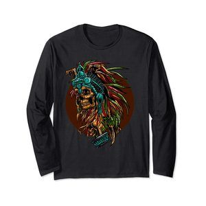 Aztec Skull Cool Death's Head Skeleton Inca Maya Gift Idea Long Sleeve T-Shirt
